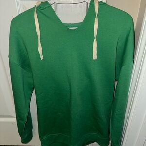 Green Hoodie with Cream Drawstrings